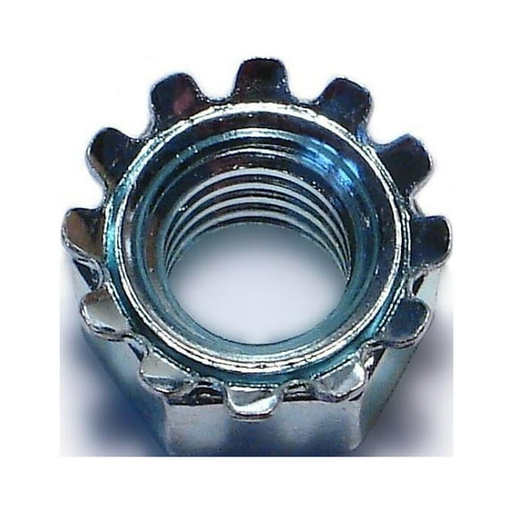3/8"-16 Zinc Plated Grade 2 Steel Coarse Thread Kep Lock Nuts LNS-308