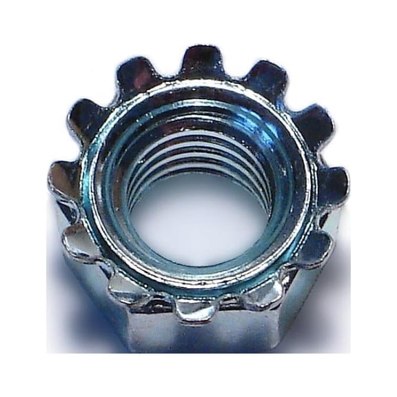 3/8"-16 Zinc Plated Grade 2 Steel Coarse Thread Kep Lock Nuts LNS-308