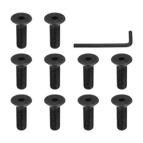3/8-16 x 1-1/4 Inch Flat Head Socket Cap Screws Hex Socket Drive Machine Screws UNC Coarse Full Thread Black 10 Pcs