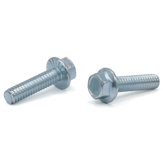 3/8-16 x 1/2" Serrated Hex Flange Screws / Unslotted / Steel / Zinc - 1000 Piece Carton