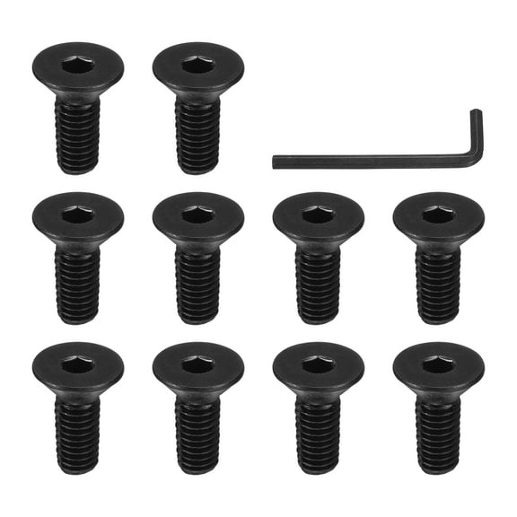 3/8-16 x 1 Inch Flat Head Socket Cap Screws Hex Socket Drive Machine Screws UNC Coarse Full Thread Black 10 Pcs