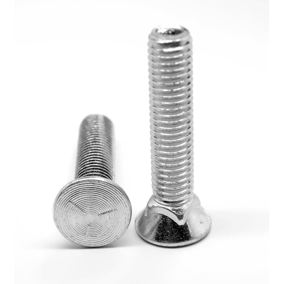 3/8"-16 x 2 1/2" Coarse Thread Grade 5 Plow Bolt #3 Flat Head Medium Carbon Steel Zinc Plated Pk 100