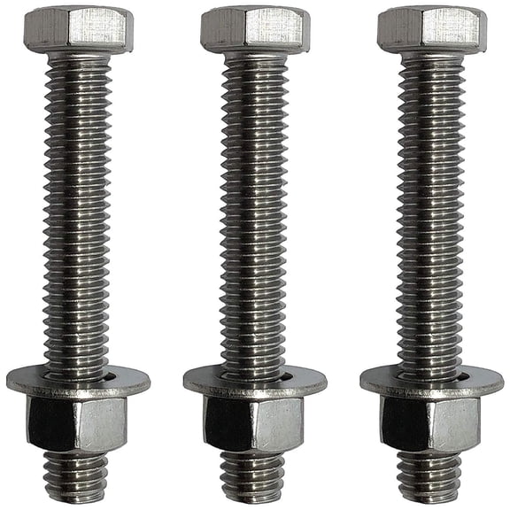 3/8" -16 x 2.5". 304-STAINLESS STEEL BOLTS, NUTS & WASHERS - 18-8 HEX HEAD Bolt - 304 Grade. General Purpose 10 Bolts + 10 Nuts + 10 Washers