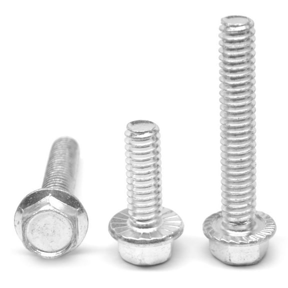 3/8"-16 x 2" (FT) Coarse Thread Grade 5 Hex Flange Screw with Serration Medium Carbon Steel Zinc Plated Pk 50