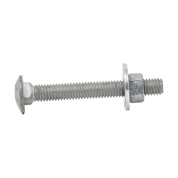 3/8"-16 x 3 (100 Sets) Hot Dipped Galvanized Carriage Bolt Kit for Exterior Use, Grade A307, Includes USS Flat Washers (100 pcs) and Hex Nuts (100 pcs), Fully Threaded - by