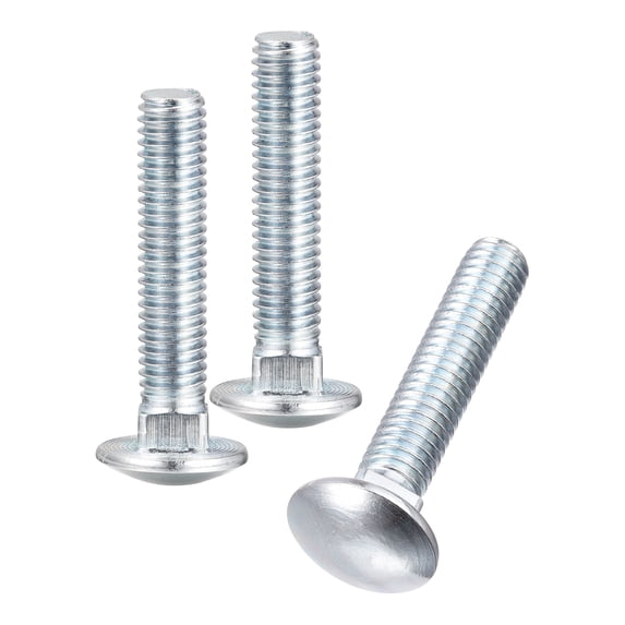 3/8-16x2" Carriage Bolt, 8pack Round Head Square Neck Screws, Carbon Steel Zinc Plated, Fully Threaded