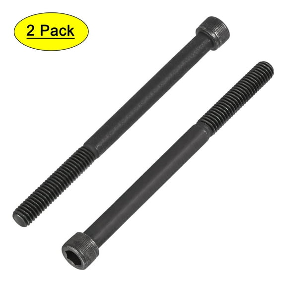 3/8-16x5" Hex Socket Bolts 12.9 Grade Alloy Steel Black Oxide 2 Pack