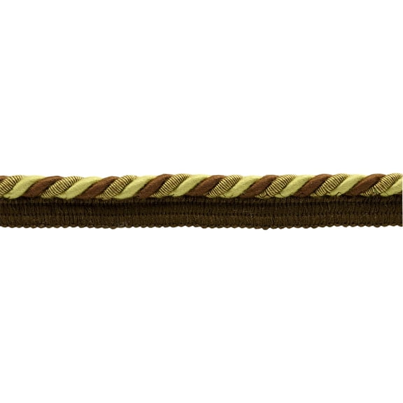 3/8" (1cm) Chocolate Collection Twisted Rope Cord Trim with Lip # 0038CC,, Lemon Brown #CC02 (Chocolate Brown, Light Yellow) 12 Yards (36 ft/11m)