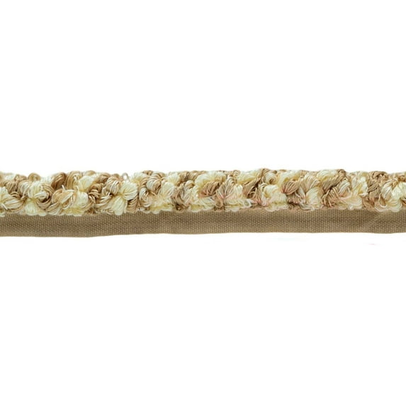 3/8" (1cm) Decorative Looped Twisted Rope Cord Trim with Lip # 0038LPC,, White Ivory #3 (White Ivory Beige) 8 Yards (24 ft/7m)