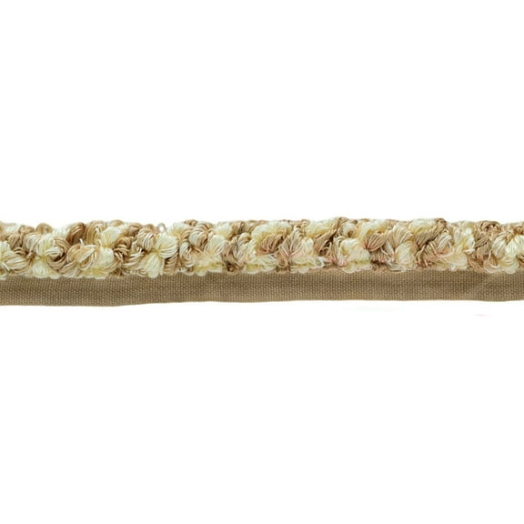 3/8" (1cm) Decorative Looped Twisted Rope Cord Trim with Lip # 0038LPC,, White Ivory #3 (White Ivory Beige) Sold By The Yard (36"/3 ft/0.9m)