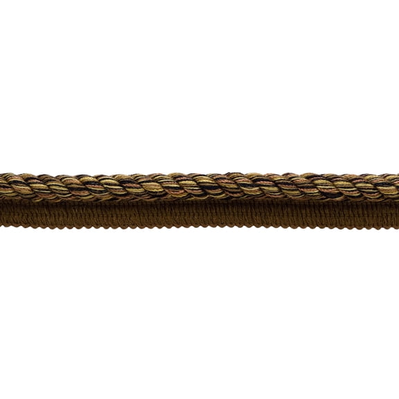3/8" (1cm) Decorative Twisted Rope Cord Trim with Lip # 0038MRQ,, Saddle Brown #P63 (Light Brown, Dark Beige, Pure Black) Sold By The Yard (36"/3 ft/0.9m)