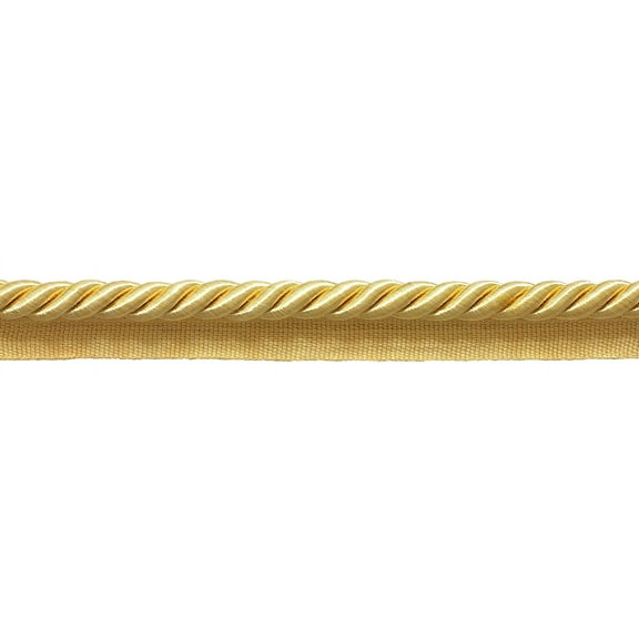 3/8" (1cm) Shiny Twisted Rope Cord with Lip | Cord Trim # 0038S,, Light Gold #B7 (Light Yellow Gold) 10 Yards (30 ft/9.5m)
