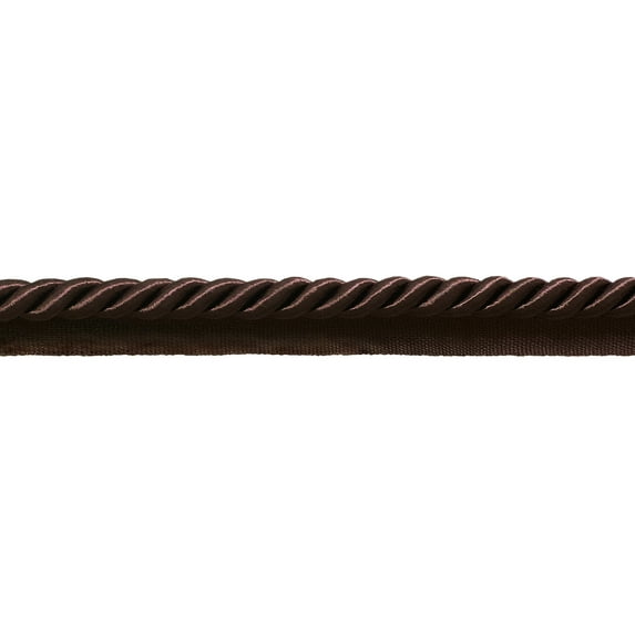 3/8" (1cm) Shiny Twisted Rope Cord with Lip | Cord Trim # 0038S,, Mocha Brown #D2 (Dark Chocolate Brown) 10 Yards (30 ft/9.5m)