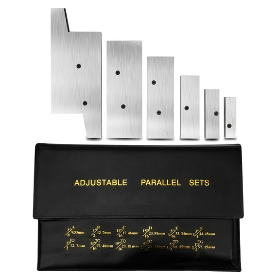 3/8" - 2-1/4" Adjustable Precision Parallel Set, 6 Pair Carbon Steel Parallel Block Set Measurement for Layout Gaging Inspection Work Set Up