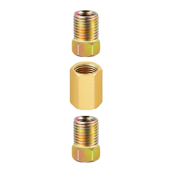 3/8"-24 Threads Brake Line Fitting for 3/16" Brake Line Tube Copper Brake Pipe Connectors 1 Union and 2 Nuts Auto Part