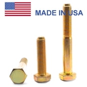 3/8"-24 x 1" FT Fine Thread Grade 8 Hex Cap Screw Bolt - USA Alloy Steel Yellow Zinc Plated Pk 25