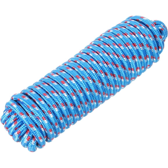 3/8" 49ft Diamond Braided Ropes Blue Nylon Rope Polypropylene Flag Pole Cord Utility String,[for Camping and Hiking, Indoor Outdoor Use]