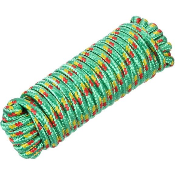 3/8" 49ft Diamond Braided Ropes Green Nylon Rope Polypropylene Flag Pole Cord Utility String,[for Camping and Hiking, Indoor Outdoor Use]