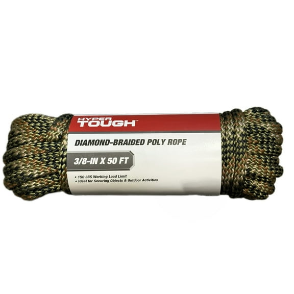 Hyper Tough Diameter3/8 inch x 50 feet Camo Polypropylene Diamond-Braid Rope