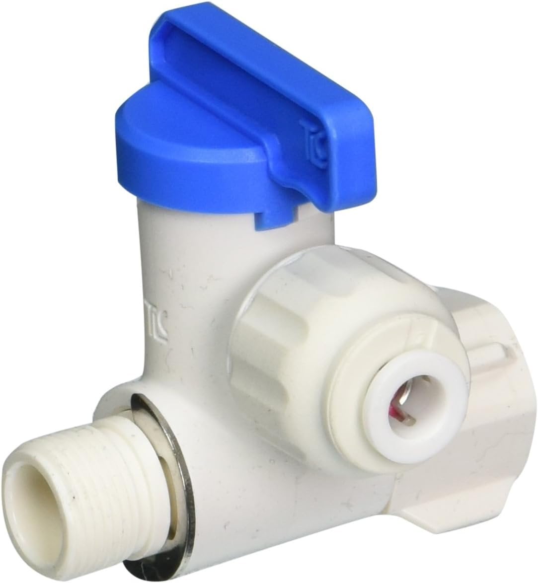 angle stop valve adapter connection for reverse osmosis system plumbing