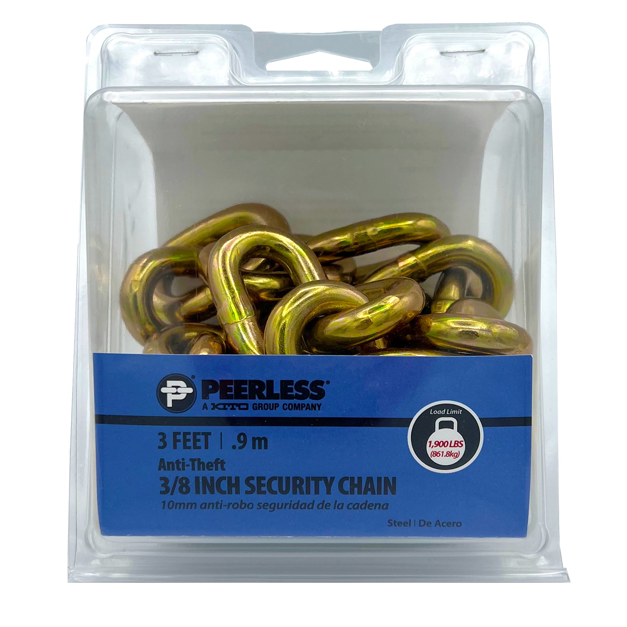 3/8" AntiTheft Security Chain, 3 ft, Yellow Zinc Plated