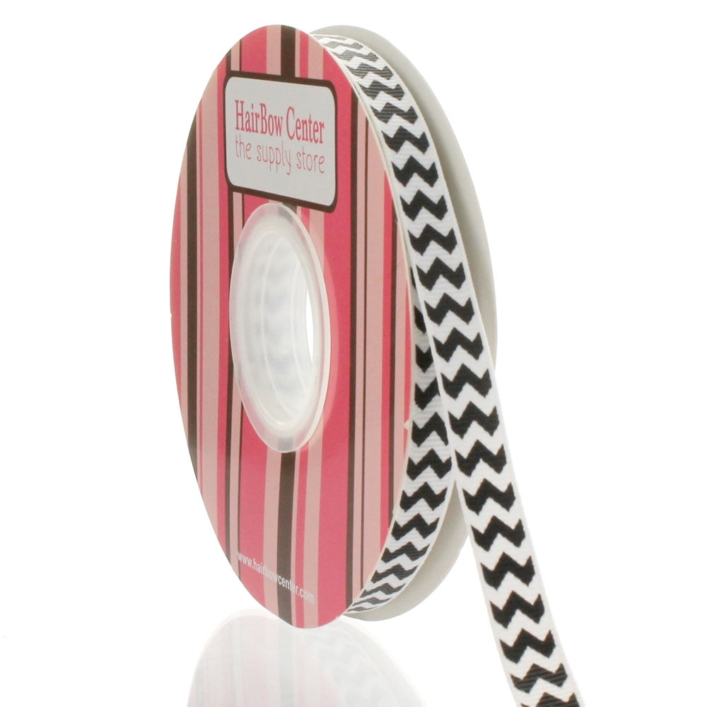 3/8" Black Chevron ZigZag Grosgrain Ribbon 100 Yard