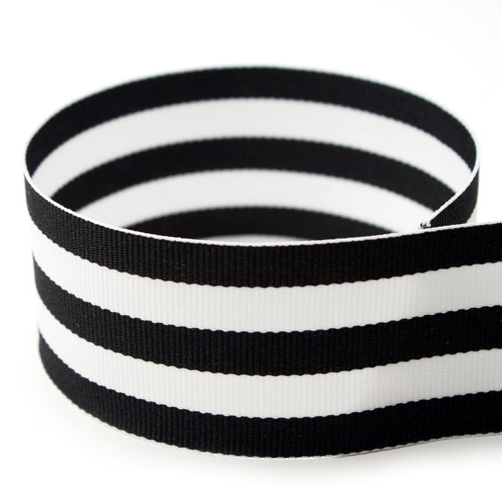 3/8“ Black & White Taffy Striped Grosgrain Ribbon - 100 Yards - USA Made