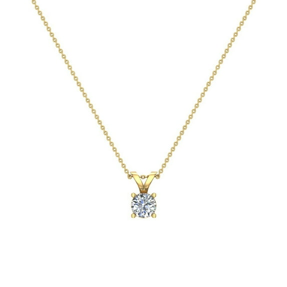 3/8 CT TW Round Brilliant Diamond Pendant Necklace for Women 14K Gold (G, VS2)