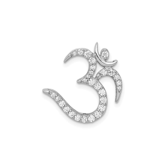 3/8 Carat (Ctw) Diamond Ohm Symbol Charm Pendant Necklace 14K White Gold (NO CHAIN) for Women