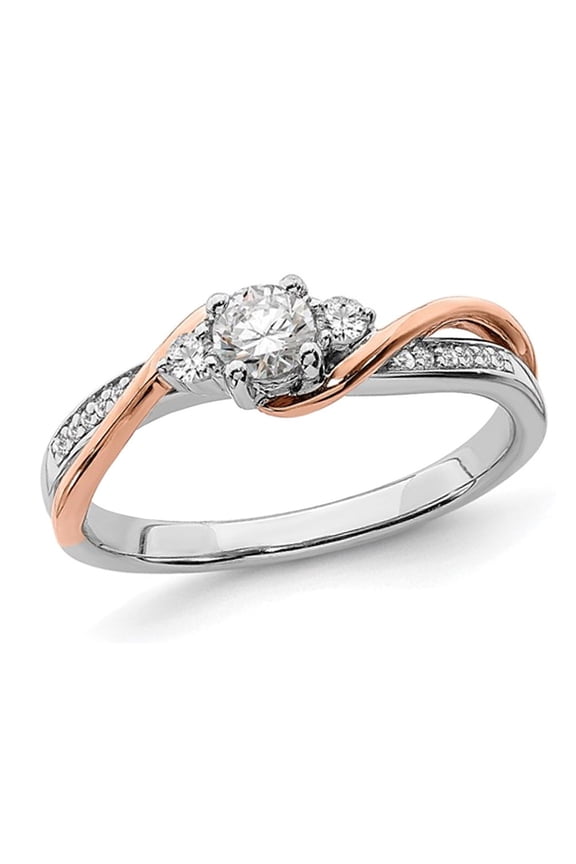 3/8 Carat (Ctw SI1-SI2, G-H-I) Lab-Grown Diamond Engagement Ring in 14K White and Rose Gold (SIZE 7) for Women