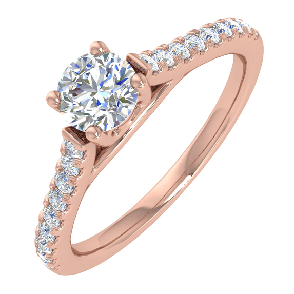 3/8 Carat Diamond Solitaire Engagement Ring in 14K Rose Gold (Ring Size 5.5)