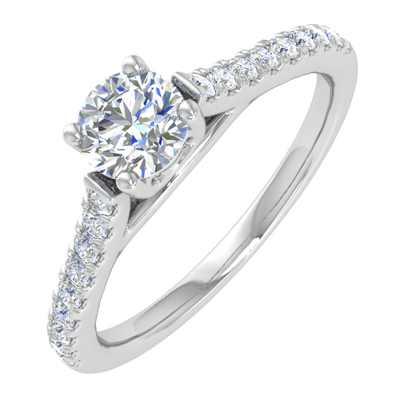 3/8 Carat Diamond Solitaire Engagement Ring in 14K White Gold (Ring Size 6)