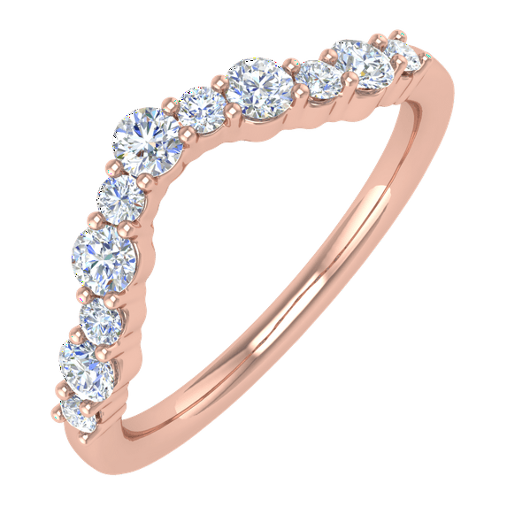 3/8 Carat Diamond Wedding Band Guard Ring Enhancers in 14K Rose Gold(Ring Size 4.25) (SI1-SI2 Clarity) - IGI Certified