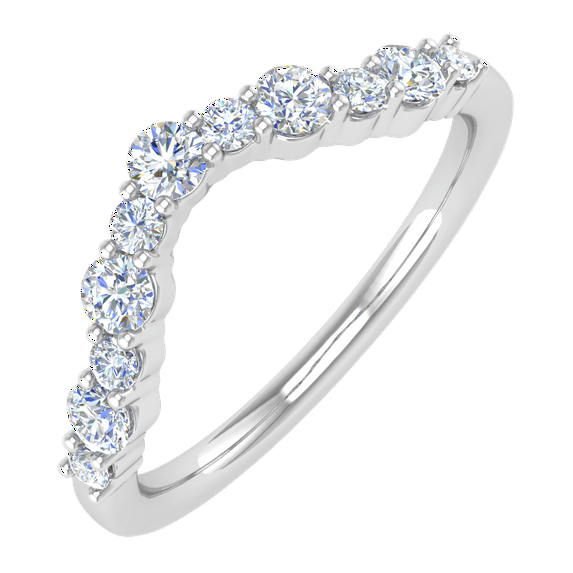 3/8 Carat Diamond Wedding Band Guard Ring Enhancers in 14K White Gold(Ring Size 5.5) (SI1-SI2 Clarity) - IGI Certified