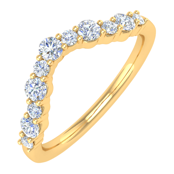 3/8 Carat Diamond Wedding Band Guard Ring Enhancers in 14K Yellow Gold(Ring Size 4.75) (SI1-SI2 Clarity) - IGI Certified