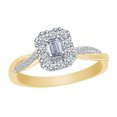 thumbnail image 1 of AFFY 3/8 Carat Emerald & Round White Natural Diamond Twisted Engagement Ring In 10k Solid Yellow Gold (0.38 Cttw) Ring Size-7, 1 of 1