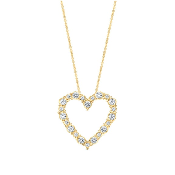 3/8 Carat Moissanite Heart Outline Pendant Necklace for Women in 18K Yellow Gold Plated Sterling Silver Lab Created Diamond (0.37ct, D Color VVS1 Clarity) Jewelry Gift For Her
