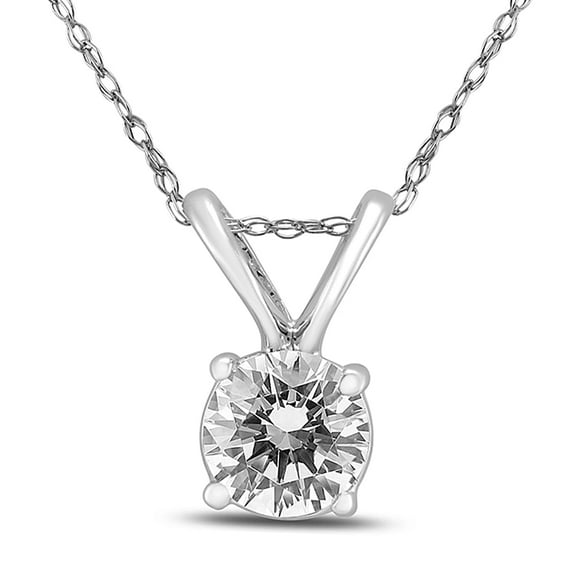 3/8 Carat Round Diamond Solitaire Pendant 14K White Gold (J-K-L Color, I2-I3 Clarity)