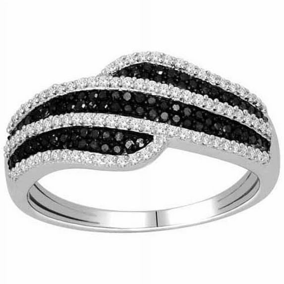 3/8 Carat T.W. Black and White Diamond 10kt White Gold Fashion Ring