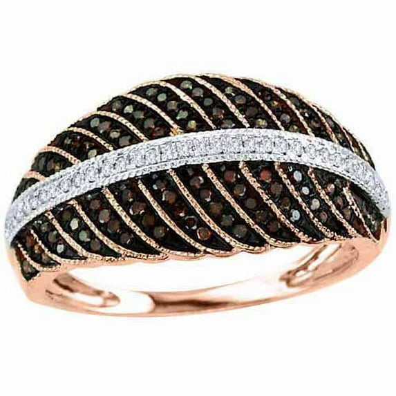 3/8 Carat T.W. Cognac and White Diamond 10kt Rose Gold Fashion Ring