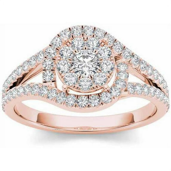 3/8 Carat T.W. Diamond Split Shank Cluster Halo 10kt Rose Gold Engagement Ring