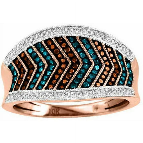 3/8 Carat T.W. Multi-Color Diamond 10kt Rose Gold Fashion Ring