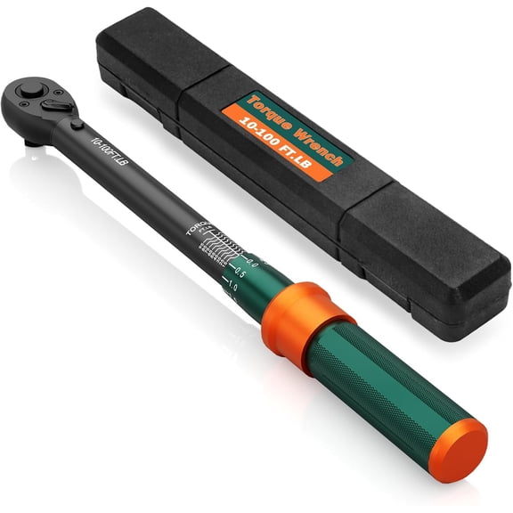 3/8" Click Torque Wrench, 10-100 Ft-Lb, 72-Tooth, 3% Accuracy