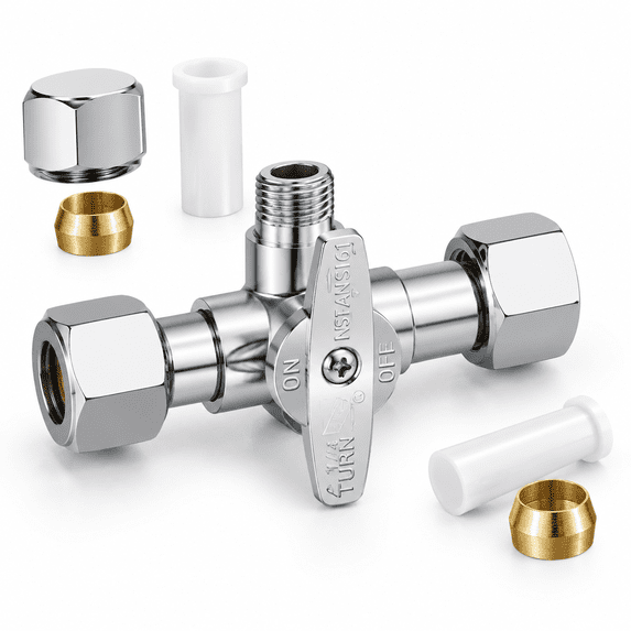 3/8 Comp-3/8 Comp-3/8 Comp Tee Valve, Lead Free Brass Chrome-Plated ...