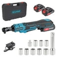 thumbnail image 1 of 3/8'' Cordless Ratchet Wrench, 74FT-LBS (100N.m) Electric Ratchet 21V 2 X 2.0Ah Battery, 400 RPM Chargeable Power Ratchet Driver Set 8 Sockets,1/4 Adaptor, 3" Extension Bar，Brushless Motor C94, 1 of 3