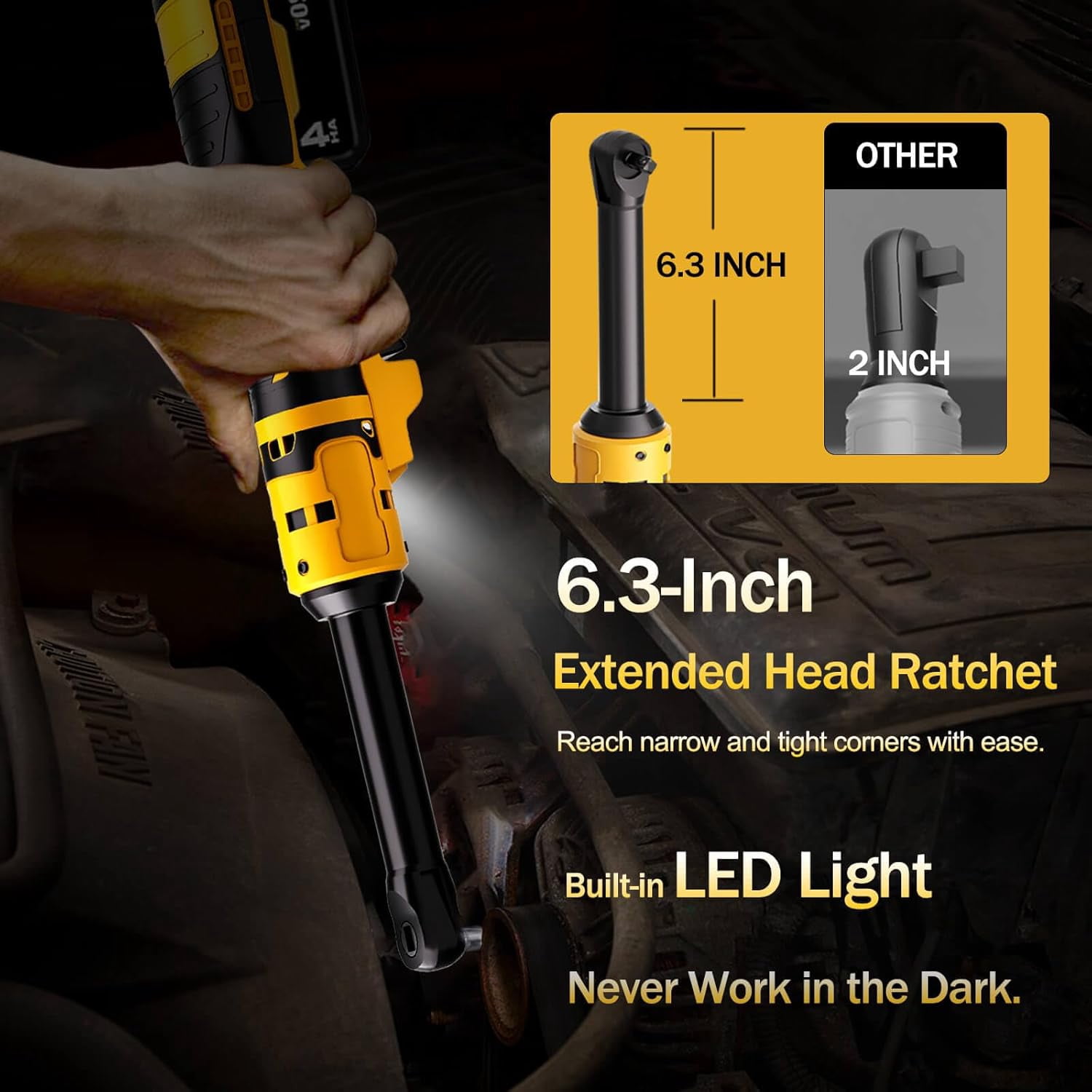 Compatible Dewalt 20V Max Brushless Cordless 1/2 130NM Ratchet Wrench