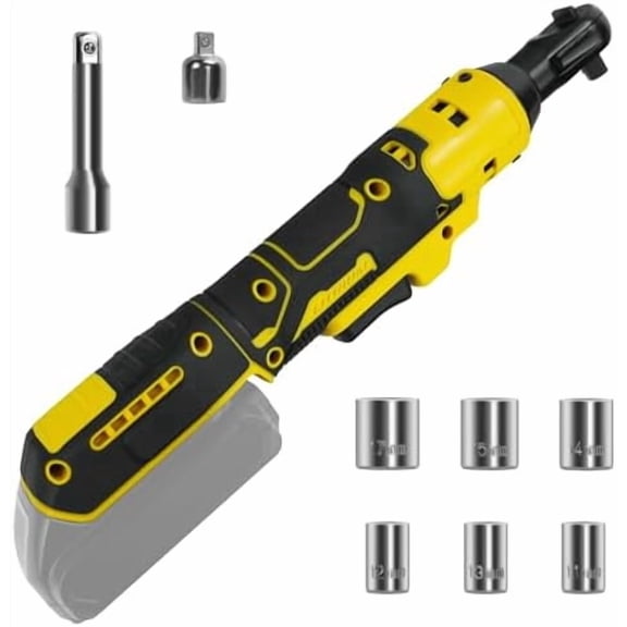 3/8" Cordless Ratchet Wrench for DeWalt 20V Battery,42Ft-Lbs Electric Ratchet Set with Variable Speed, 0-220RPM, 6 Sockets, 1/4" Adapter, 3" Extension Rod(Battery not Included)