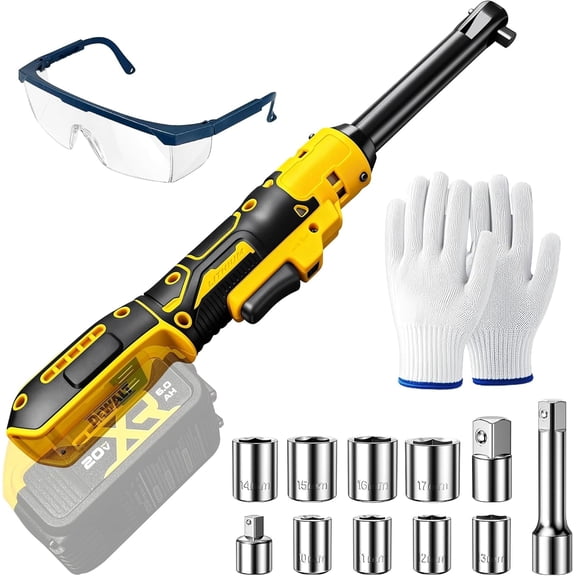3/8" Electric Ratchet Wrench Set with 20V MAX Battery,74Ft-Lbs Brushless Motor Power Electric Ratchet Tool Kit,Variable Speed control 600 RPM