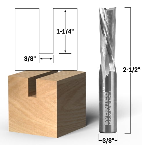 3/8" Dia. 2 Flute Low Helix Downcut Spiral End Mill CNC Router Bit - 3/8" Shank - Yonico 36250-SC