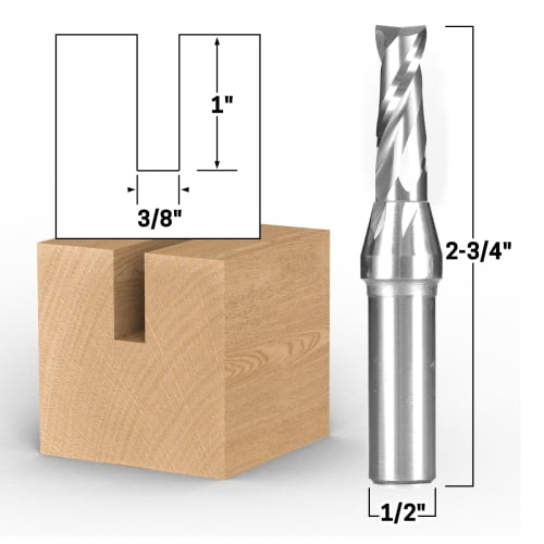 3/8" Dia. 2 Flute Upcut Spiral End Mill CNC Router Bit - 1/2" Shank - Yonico 31249
